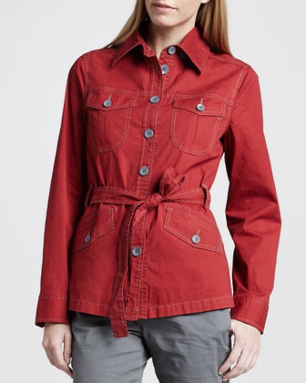 Christopher Blue Taylor Red Tie Front Button Down Lightweight Jacket Size XL
